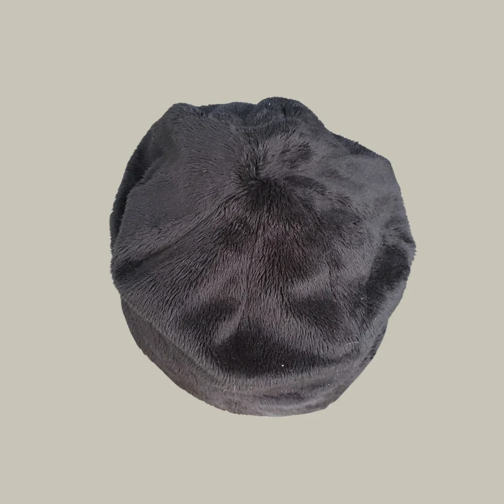 The North Face Osito Faux Fur Fleece Beanie Hat Black White Logo Winter Cap
